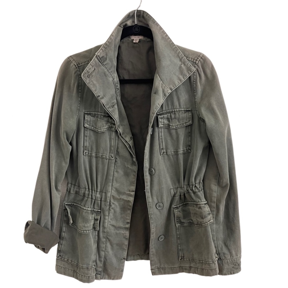 Ecote Canvas Vintage Washed Army Green Miltary Jacket Size Small